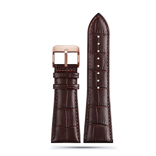 BQAXUREW EDVENA 22 Mm 23 Mm 24 Mm 26 Mm 28 Mm Herren-Alligator-Echtleder-Armband Mit Großer Breite, Kompatibel Mit Diesel-Armband-Armbanduhren(Brown rose buckle,22mm) von BQAXUREW