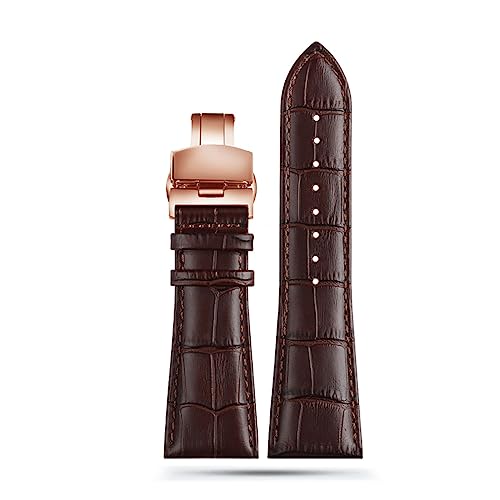 BQAXUREW EDVENA 22 Mm 23 Mm 24 Mm 26 Mm 28 Mm Herren-Alligator-Echtleder-Armband Mit Großer Breite, Kompatibel Mit Diesel-Armband-Armbanduhren(Brown rose buckle-01,23mm) von BQAXUREW