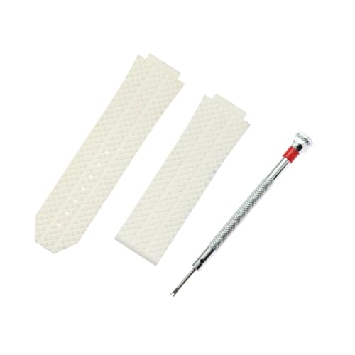 BQAXUREW EDVENA 24 Mm 25 Mm 26 Mm 27 Mm Silikonarmband Kompatibel Mit HUBLOT Big Bang Classic Fusion Serie Skidproof Band Uhrenarmband Armband Gürtel(White With Tools,17x25x22mm) von BQAXUREW