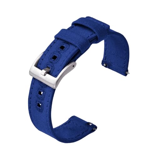 BQAXUREW EDVENA Canvas Quick Release Nylon Uhrenarmbänder 20mm 22mm Ersatz-Uhrenarmband for Männer Frauen(Blue1,22mm) von BQAXUREW