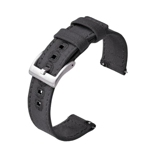BQAXUREW EDVENA Canvas Quick Release Nylon Uhrenarmbänder 20mm 22mm Ersatz-Uhrenarmband for Männer Frauen(Gray1,22mm) von BQAXUREW
