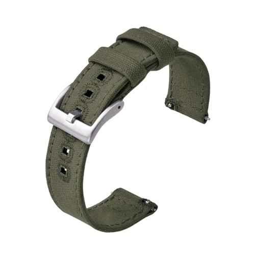 BQAXUREW EDVENA Canvas Quick Release Nylon Uhrenarmbänder 20mm 22mm Ersatz-Uhrenarmband for Männer Frauen(Green1,22mm) von BQAXUREW