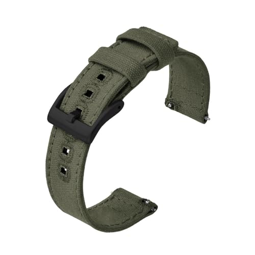 BQAXUREW EDVENA Canvas Quick Release Nylon Uhrenarmbänder 20mm 22mm Ersatz-Uhrenarmband for Männer Frauen(Green2,22mm) von BQAXUREW