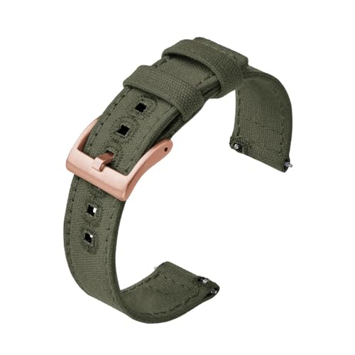 BQAXUREW EDVENA Canvas Quick Release Nylon Uhrenarmbänder 20mm 22mm Ersatz-Uhrenarmband for Männer Frauen(Green4,22mm) von BQAXUREW