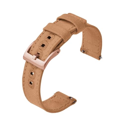 BQAXUREW EDVENA Canvas Quick Release Nylon Uhrenarmbänder 20mm 22mm Ersatz-Uhrenarmband for Männer Frauen(Khaki4,22mm) von BQAXUREW
