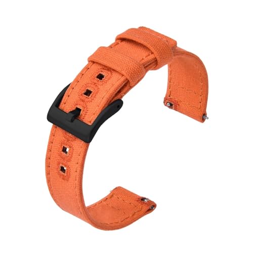BQAXUREW EDVENA Canvas Quick Release Nylon Uhrenarmbänder 20mm 22mm Ersatz-Uhrenarmband for Männer Frauen(Orange2,22mm) von BQAXUREW