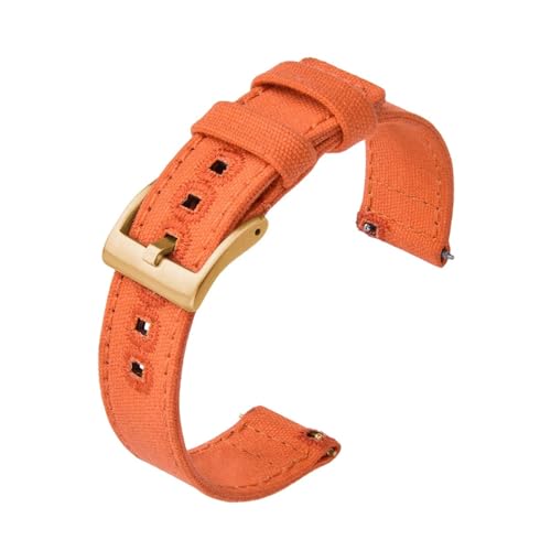 BQAXUREW EDVENA Canvas Quick Release Nylon Uhrenarmbänder 20mm 22mm Ersatz-Uhrenarmband for Männer Frauen(Orange3,20mm) von BQAXUREW