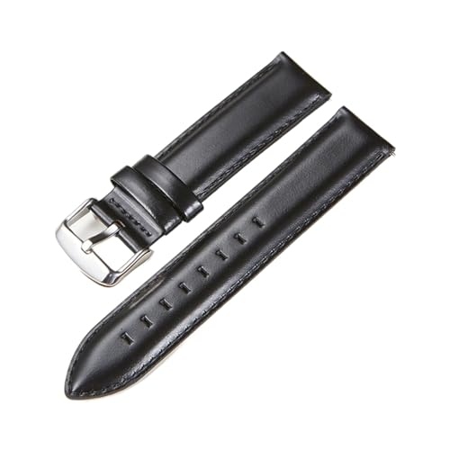 BQAXUREW EDVENA Echtes Leder Armband 18mm 20mm 22mm Schwarz Braun Öl Wachs Rindsleder Uhrenarmband Schnellverschluss For Herren Uhrenzubehör(Black-silver buckle,20mm) von BQAXUREW
