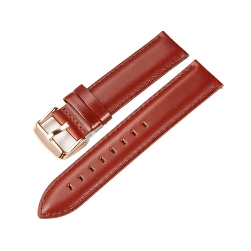 BQAXUREW EDVENA Echtes Leder Armband 18mm 20mm 22mm Schwarz Braun Öl Wachs Rindsleder Uhrenarmband Schnellverschluss For Herren Uhrenzubehör(Light brown-rose,20mm) von BQAXUREW