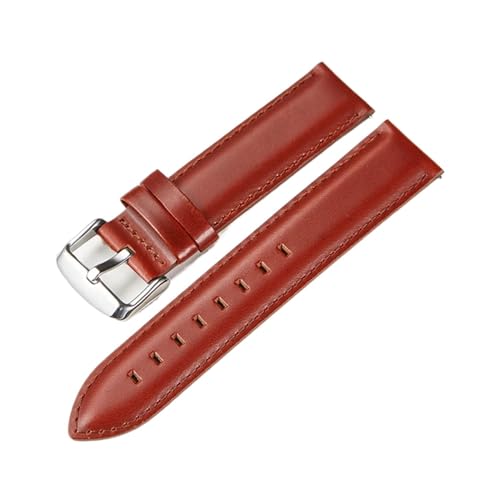 BQAXUREW EDVENA Echtes Leder Armband 18mm 20mm 22mm Schwarz Braun Öl Wachs Rindsleder Uhrenarmband Schnellverschluss For Herren Uhrenzubehör(Light brown-silver,20mm) von BQAXUREW