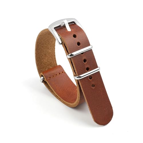 BQAXUREW EDVENA Echtes Leder Uhrenarmband 18mm 20mm 22mm 24mm Uhrenarmband Burst Crack Herren Armband Armband Ersatz Uhrenzubehör(Brown,22mm) von BQAXUREW