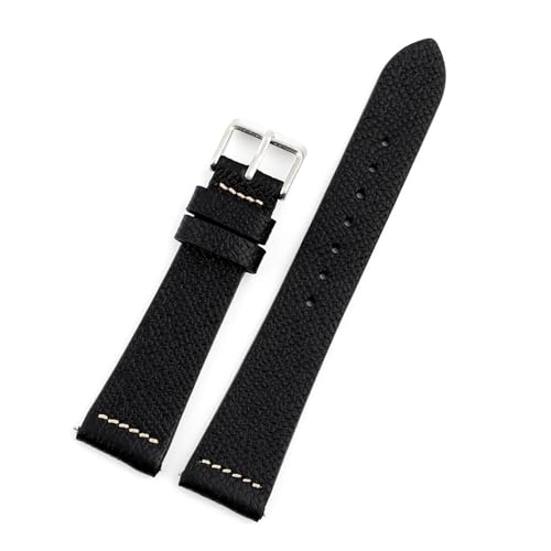 BQAXUREW EDVENA Echtleder-Uhrenarmband, 16–22 Mm, Handgefertigt, Vintage-Kalbsleder, Palmenmuster, Uhrenarmband For Herren Und Damen(Black-khaki line,20mm) von BQAXUREW