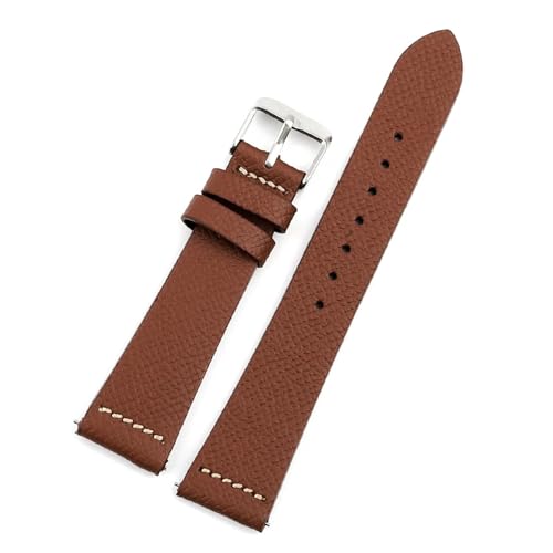 BQAXUREW EDVENA Echtleder-Uhrenarmband, 16–22 Mm, Handgefertigt, Vintage-Kalbsleder, Palmenmuster, Uhrenarmband For Herren Und Damen(Brown-khaki line,17mm) von BQAXUREW