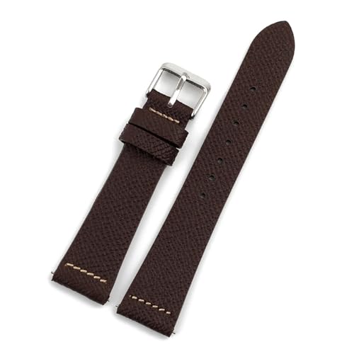 BQAXUREW EDVENA Echtleder-Uhrenarmband, 16–22 Mm, Handgefertigt, Vintage-Kalbsleder, Palmenmuster, Uhrenarmband For Herren Und Damen(Dark coffee-kh line,22mm) von BQAXUREW