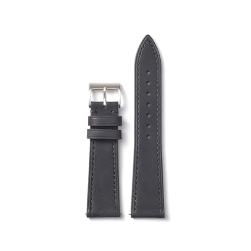 BQAXUREW EDVENA Genuine Leather Watchband 18mm 20mm 22mm Quick Release Vintage Wrist Straps Top Layer Cowhide Watch Band(Black,22mm) von BQAXUREW