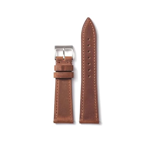BQAXUREW EDVENA Genuine Leather Watchband 18mm 20mm 22mm Quick Release Vintage Wrist Straps Top Layer Cowhide Watch Band(Dark Brown,20mm) von BQAXUREW