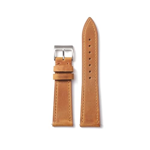 BQAXUREW EDVENA Genuine Leather Watchband 18mm 20mm 22mm Quick Release Vintage Wrist Straps Top Layer Cowhide Watch Band(Light Brown,18mm) von BQAXUREW