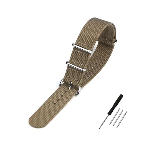 BQAXUREW EDVENA Geripptes Uhrenarmband 16 mm 20 mm 22 mm 18 mm 19 mm 24 mm Robuste Nylonbänder Retro-Uhrenarmband Geflochtene ballistische Stoffbänder(BLONDE,18mm) von BQAXUREW