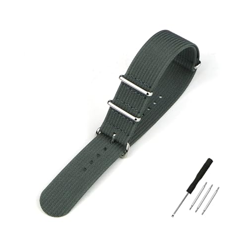 BQAXUREW EDVENA Geripptes Uhrenarmband 16 mm 20 mm 22 mm 18 mm 19 mm 24 mm Robuste Nylonbänder Retro-Uhrenarmband Geflochtene ballistische Stoffbänder(GRAY,19mm) von BQAXUREW