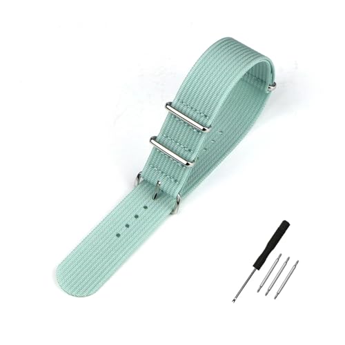 BQAXUREW EDVENA Geripptes Uhrenarmband 16 mm 20 mm 22 mm 18 mm 19 mm 24 mm Robuste Nylonbänder Retro-Uhrenarmband Geflochtene ballistische Stoffbänder(LIGHT BLUE,22mm) von BQAXUREW
