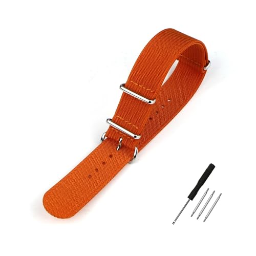 BQAXUREW EDVENA Geripptes Uhrenarmband 16 mm 20 mm 22 mm 18 mm 19 mm 24 mm Robuste Nylonbänder Retro-Uhrenarmband Geflochtene ballistische Stoffbänder(ORANGE,22mm) von BQAXUREW