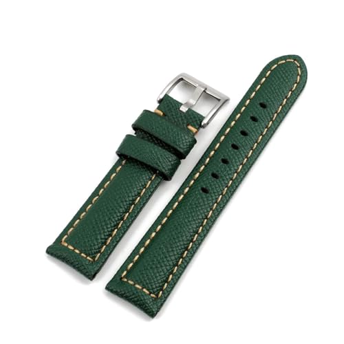 BQAXUREW EDVENA Handgefertigtes Lederarmband Mit Palmenmuster, 18 Mm, 20 Mm, 22 Mm, Lederband, Uhrenarmbänder(Green,22mm) von BQAXUREW