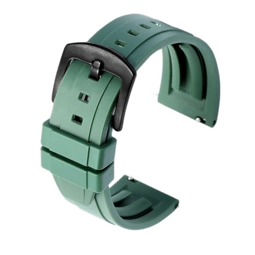 BQAXUREW EDVENA Hochwertiges Fluorkautschuk-Uhrenarmband 18 Mm 19 Mm 20 Mm 21 Mm 22 Mm 24 Mm Sportarmband Schwarz Grün Armband Mit Schnellverschlussband(Green,24mm Black Buckle) von BQAXUREW