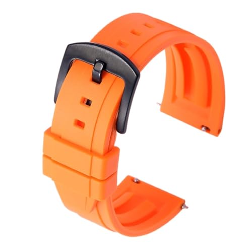 BQAXUREW EDVENA Hochwertiges Fluorkautschuk-Uhrenarmband 18 Mm 19 Mm 20 Mm 21 Mm 22 Mm 24 Mm Sportarmband Schwarz Grün Armband Mit Schnellverschlussband(ORANGE,19mm gold buckle) von BQAXUREW