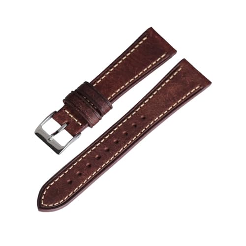 BQAXUREW EDVENA Kompatibel Mit Antiken Uhrenarmbändern, Handgefertigtem Italienischen Kalbslederarmband 18 Mm, 20 Mm, 22 Mm, Mattiertem, Weichem Armband Im Retro-Stil(C color,21mm) von BQAXUREW