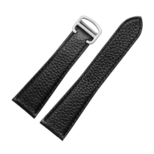 BQAXUREW EDVENA Kompatibel mit Uhrenarmband, kompatibel mit Tank London Lychee, strukturiertes Rindsleder-Armband for Herren und Damen, Band 17 20 22 23 24 25 mm(Black-steel,22mm) von BQAXUREW