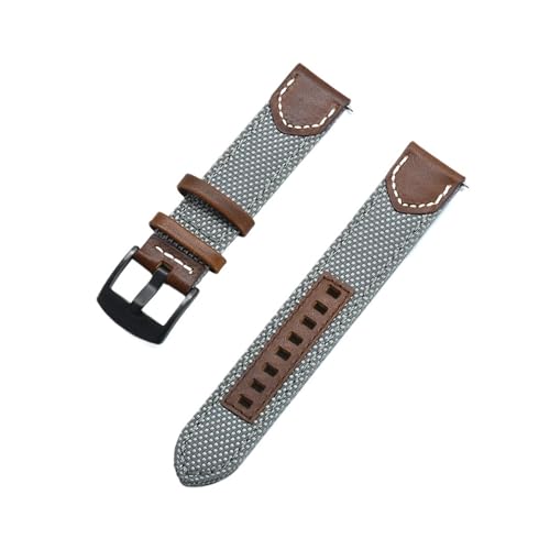 BQAXUREW EDVENA Leinwand Nylon + Leder Quick Release Uhrenarmbänder 20mm 22mm Ersatz Uhrenarmbänder For Männer Frauen Uhren Zubehör(Gray,20mm) von BQAXUREW