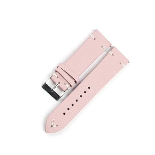 BQAXUREW EDVENA Litschi Muster Design Kuh Leder Uhr Band 16-22mm Handgemachte Nähte Strap Uhren Zubehör Ersetzen Männer Frauen Armband(Pink,22mm) von BQAXUREW