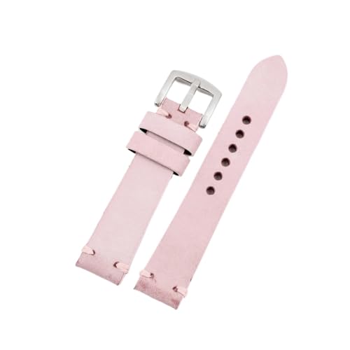 BQAXUREW EDVENA Öl Wachs Uhrenarmband 20mm 22mm Echtes Leder Handgefertigtes Uhrenarmband Herren Damen Armbanduhr Armbandstärke 4MM(Pink,20mm) von BQAXUREW