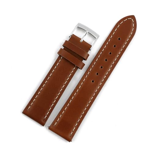 BQAXUREW EDVENA Ölwachs-Uhrenarmbänder Aus Echtem Leder, 16 Mm, 18 Mm, 19 Mm, 20 Mm, 21 Mm, 22 Mm, 24 Mm, Rindsleder-Uhrenarmbänder(Brown,16mm) von BQAXUREW