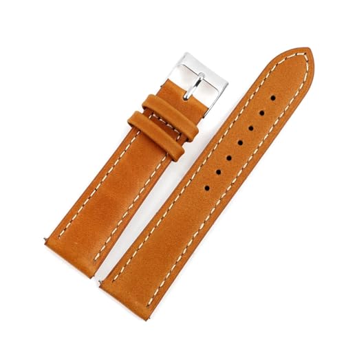 BQAXUREW EDVENA Ölwachs-Uhrenarmbänder Aus Echtem Leder, 16 Mm, 18 Mm, 19 Mm, 20 Mm, 21 Mm, 22 Mm, 24 Mm, Rindsleder-Uhrenarmbänder(Tan,22mm) von BQAXUREW