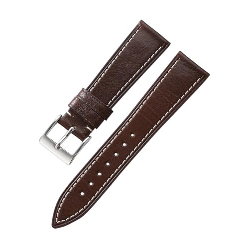 BQAXUREW EDVENA Retro Crazy Horse Echtes Leder Uhrenarmband 20mm 22mm Weiches Braun Schwarz Rindsleder Armband Ersatz For Männer Frauen(Dark brown,22mm) von BQAXUREW