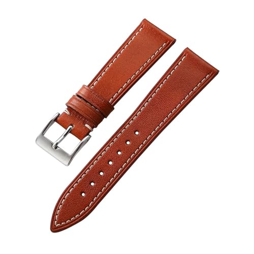 BQAXUREW EDVENA Retro Crazy Horse Echtes Leder Uhrenarmband 20mm 22mm Weiches Braun Schwarz Rindsleder Armband Ersatz For Männer Frauen(Light brown,20mm) von BQAXUREW