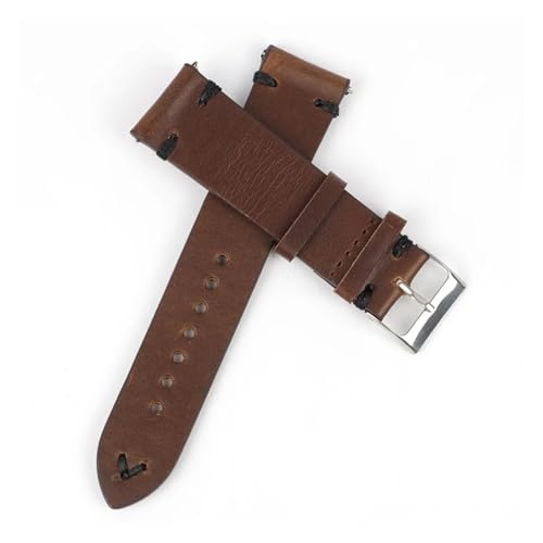 BQAXUREW EDVENA Retro Kuh Leder Armband 18mm 20mm 22mm 24mm Männer Armband Handgemachte Nähte Armband Ersatz Gürtel(Coffee-black line,22mm) von BQAXUREW