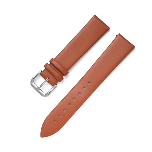 BQAXUREW EDVENA Rindsleder-Uhrenarmband, 8 Mm, 10 Mm, 12 Mm, 13 Mm, 14 Mm, 15 Mm, 16 Mm, 17 Mm, 18 Mm, 19 Mm, 20 Mm, 21 Mm, Armband For Damen, Edelstahlschnalle(Brown,21mm) von BQAXUREW