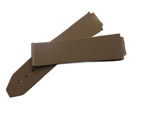 BQAXUREW EDVENA Rot Schwarz Weiß Braun Grün Armband Kompatibel Mit Hublot Armband Damen Gummi Silikon Uhrenarmband 15 * 21mm Logo Auf Schmetterlingswerkzeugen(21X15mm Brown,With silver buckle) von BQAXUREW