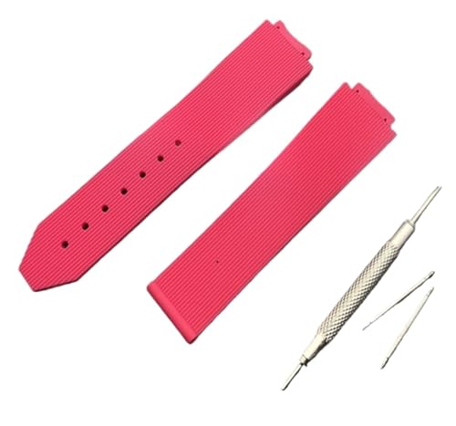 BQAXUREW EDVENA Rot Schwarz Weiß Braun Grün Armband Kompatibel Mit Hublot Armband Damen Gummi Silikon Uhrenarmband 15 * 21mm Logo Auf Schmetterlingswerkzeugen(21X15mm Pink,With silver buckle) von BQAXUREW