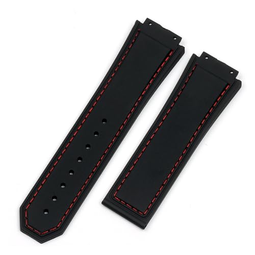 BQAXUREW EDVENA Schwarz Rot 27 * 19 Mm Natur Silikonkautschuk Uhrenarmband Kompatibel Mit Hublot F1 Serie(SILVER BUCKLE_27X19MM) von BQAXUREW