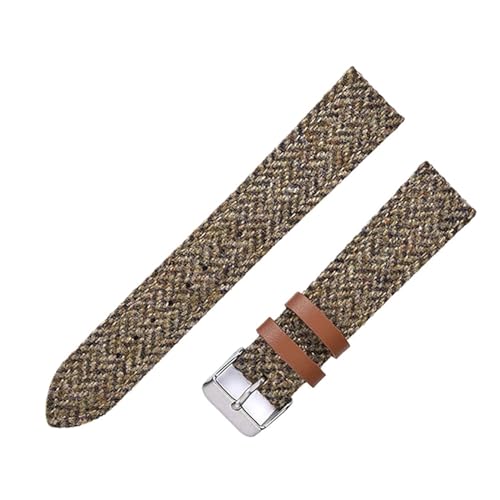 BQAXUREW EDVENA Uhrenarmband Aus Echtem Leder, 100% Wollbindung, 18 Mm, 20 Mm, 22 Mm, Vintage-Schnellverschluss-Armband For Herren Und Damen(Khaki,20mm) von BQAXUREW
