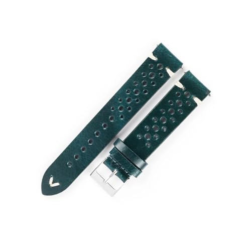 BQAXUREW EDVENA Vintage Crazy Horse Echtes Leder Armband 18mm 19mm 21mm Handgemachte Öl Wachs Armband Männer Frauen Armband Zubehör(Blue_19mm) von BQAXUREW