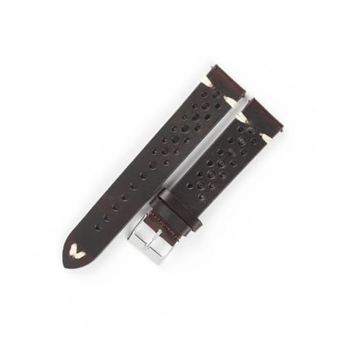 BQAXUREW EDVENA Vintage Crazy Horse Echtes Leder Armband 18mm 19mm 21mm Handgemachte Öl Wachs Armband Männer Frauen Armband Zubehör(Dark Coffee_21mm) von BQAXUREW