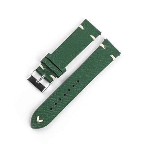 BQAXUREW EDVENA Vintage Echtleder Armband 18mm 19mm 20mm 21mm 22mm Handgefertigtes Uhrenarmband(Green,20mm) von BQAXUREW