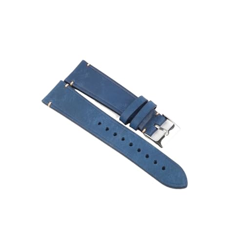 BQAXUREW EDVENA Vintage-Uhrenarmband Aus Echtem Rindsleder, 18 Mm, 19 Mm, 20 Mm, 22 Mm, Handgefertigtes Armband, Braune Ersatzgürtel For Uhrenzubehör(Dark blue,21mm) von BQAXUREW