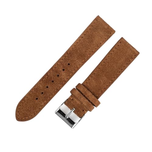 BQAXUREW EDVENA Wildleder Leder Uhrenarmband 18mm 20mm 22mm Uhrenarmband Blau Grau Grün Armband Edelstahl Schnalle Damen Herren Uhrenzubehör(Brown,18mm) von BQAXUREW