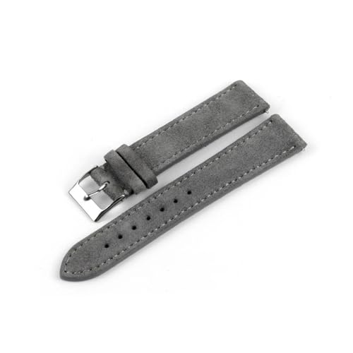 BQAXUREW EDVENA Wildleder Leder Uhrenarmband 18mm 20mm 22mm Uhrenarmband Blau Grau Grün Armband Edelstahl Schnalle Damen Herren Uhrenzubehör(Dark Gray,20mm) von BQAXUREW