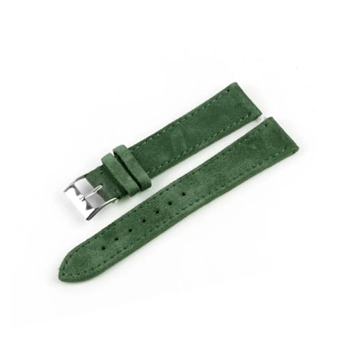 BQAXUREW EDVENA Wildleder Leder Uhrenarmband 18mm 20mm 22mm Uhrenarmband Blau Grau Grün Armband Edelstahl Schnalle Damen Herren Uhrenzubehör(Dark Green,20mm) von BQAXUREW